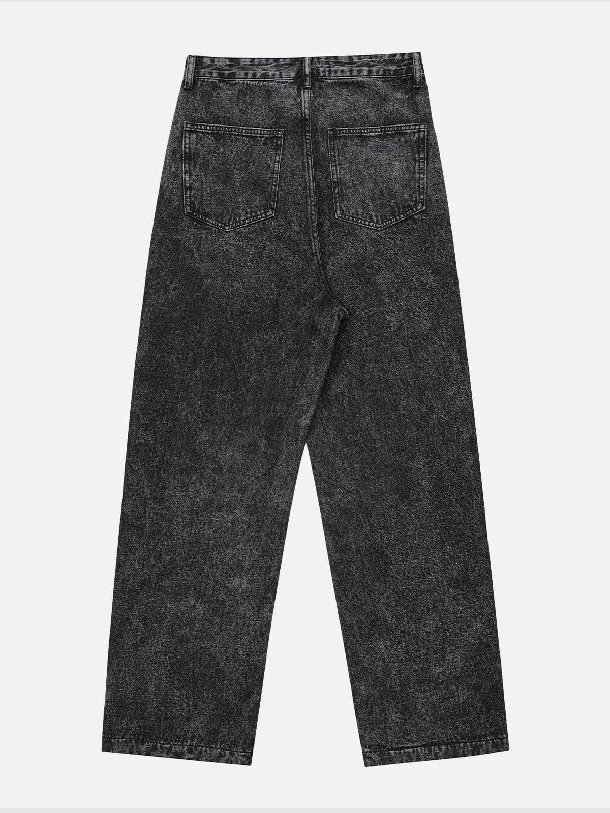 Wrinkle Washed Straight-Leg Jeans