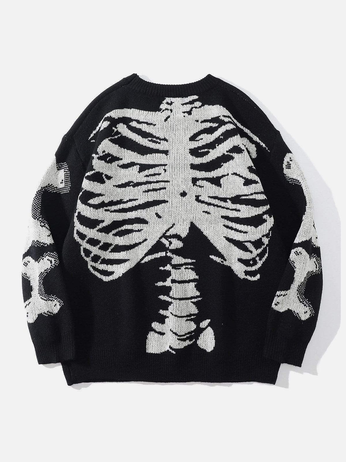Vintage Skeleton Print Knit Sweater