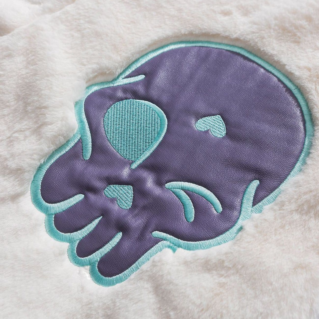 Vintage Skull Embroidery Sherpa Winter Coat