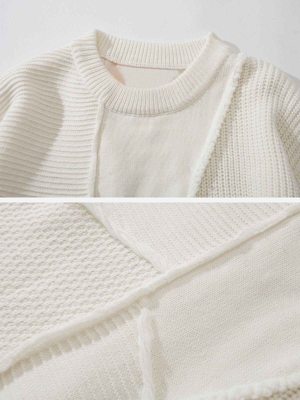 Solid Mesh Patchwork Sweater