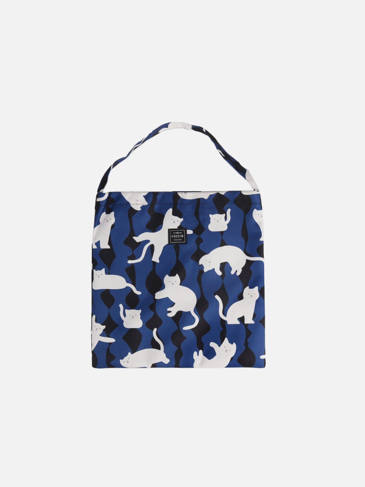 Cat Print Canvas Shoulder Bag