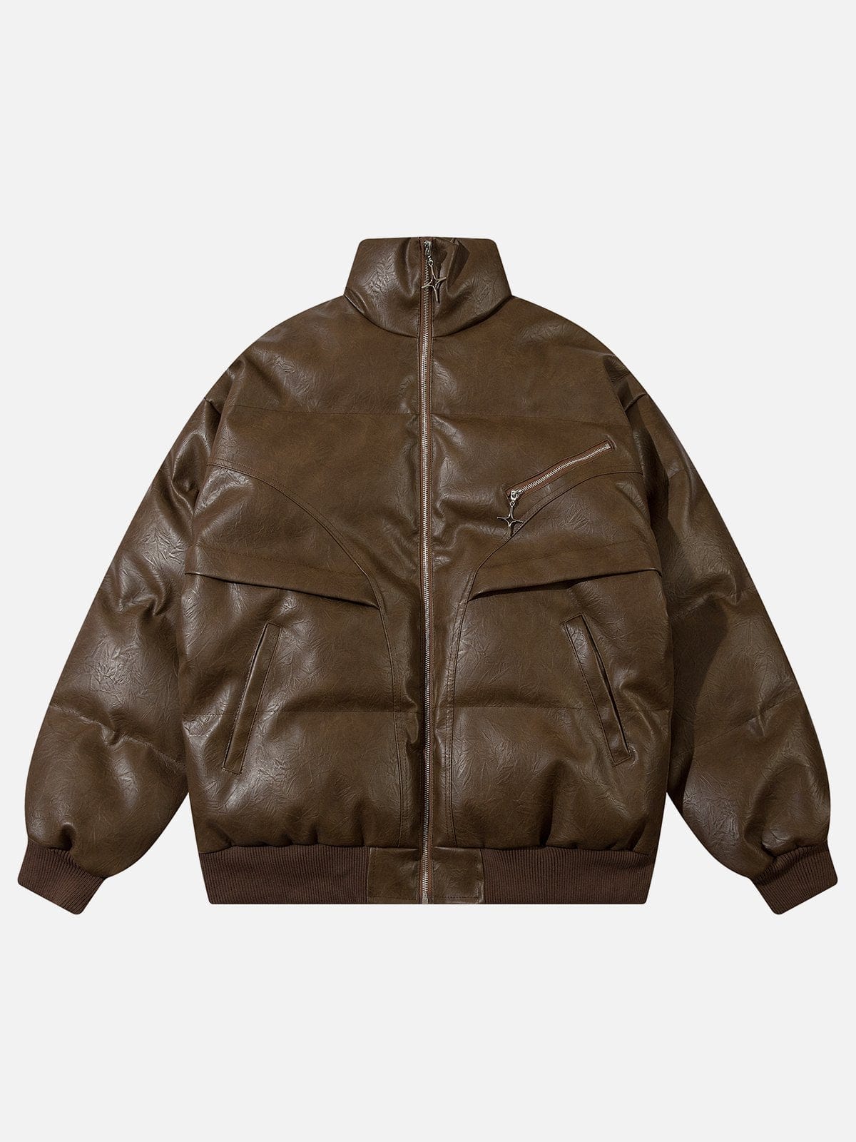 ZIP UP Elements Leather Winter Coat