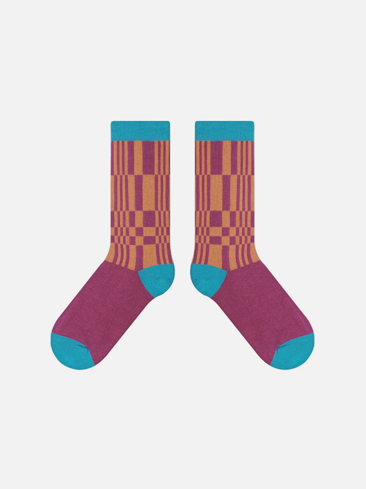 Color Blocking Plaid Mid-Calf Socks