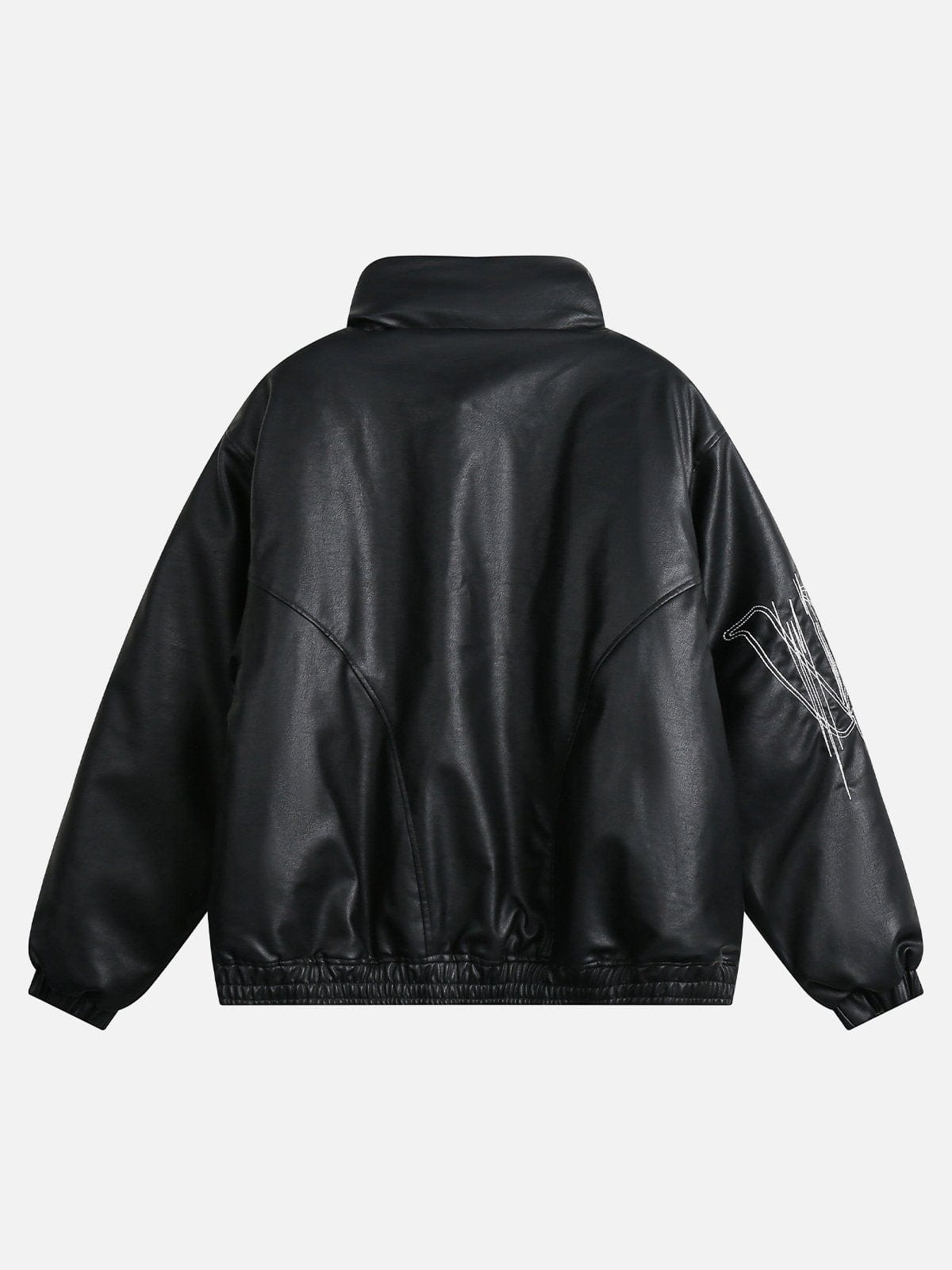 Multi Zip Up Leather Winter Coat