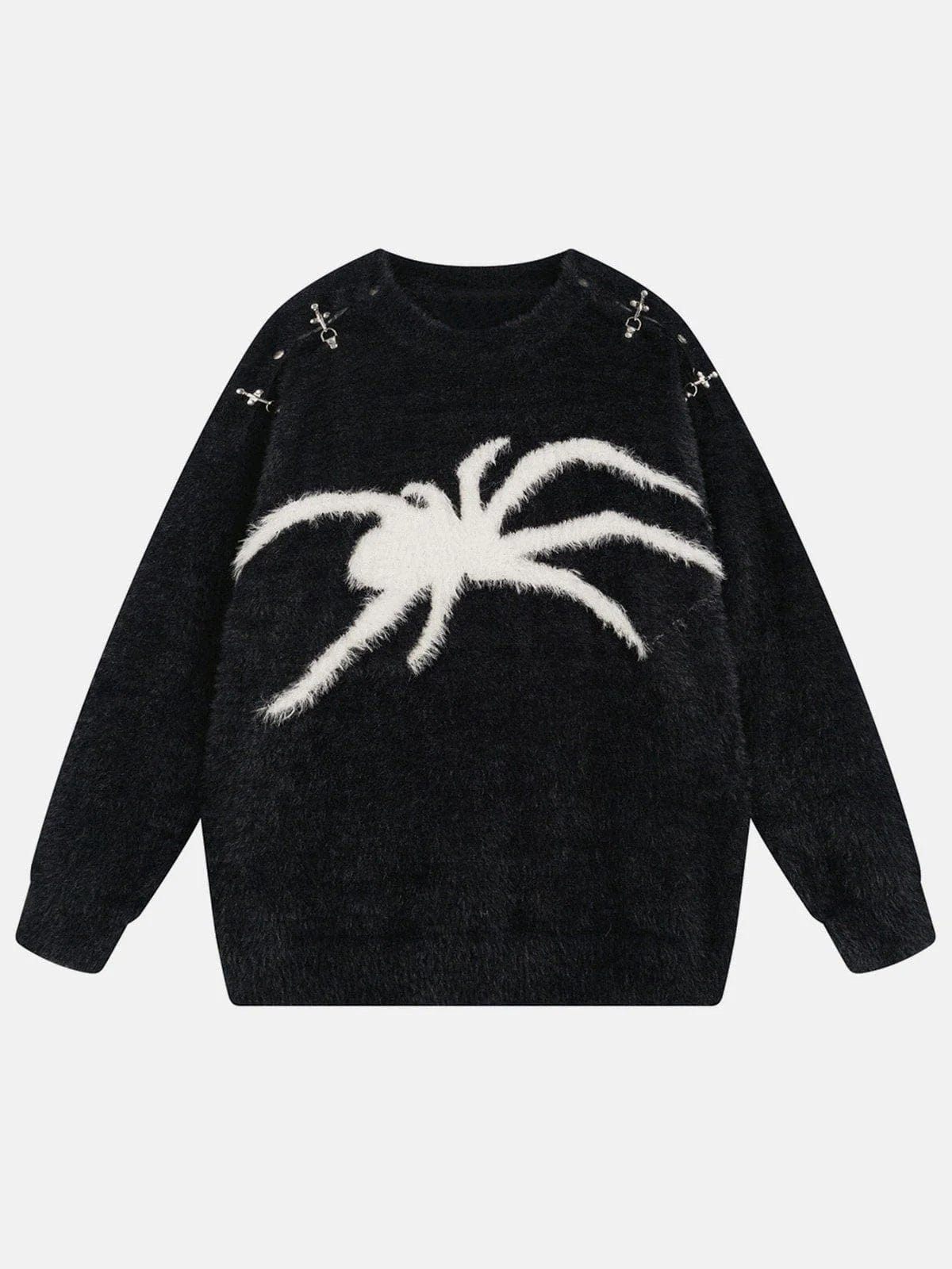 Metal Buckle Spider Jacquard Sweater