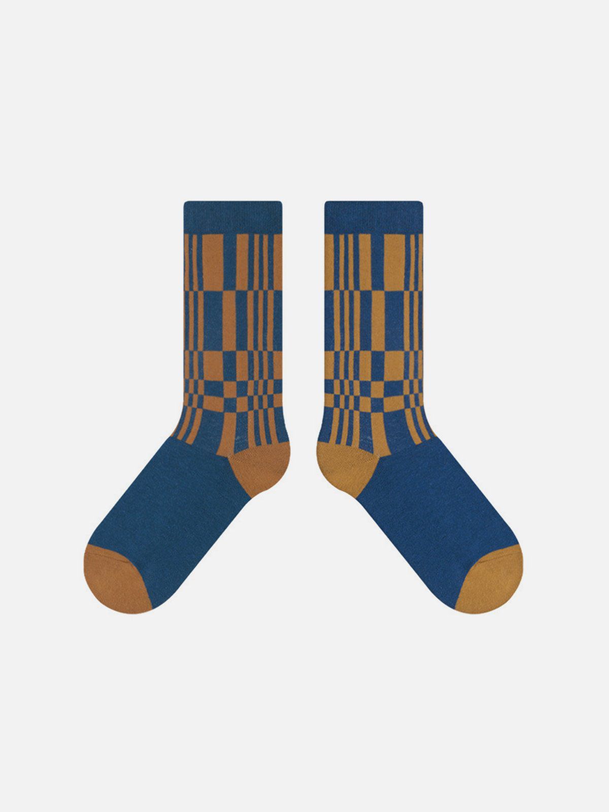 Color Blocking Plaid Mid-Calf Socks