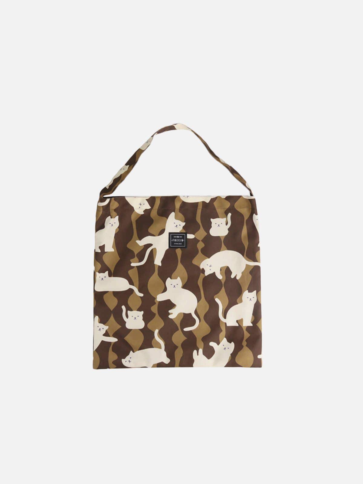 Cat Print Canvas Shoulder Bag