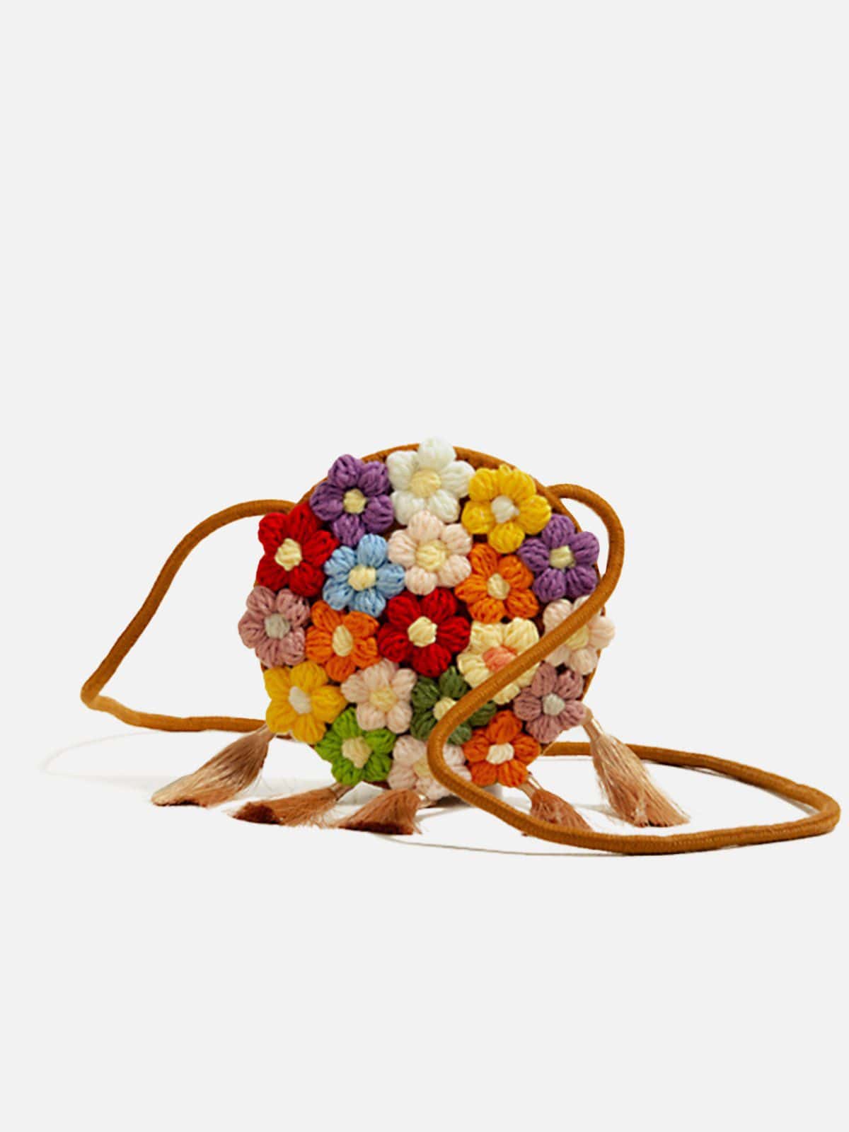 Braided Flowers Crossbody Bag