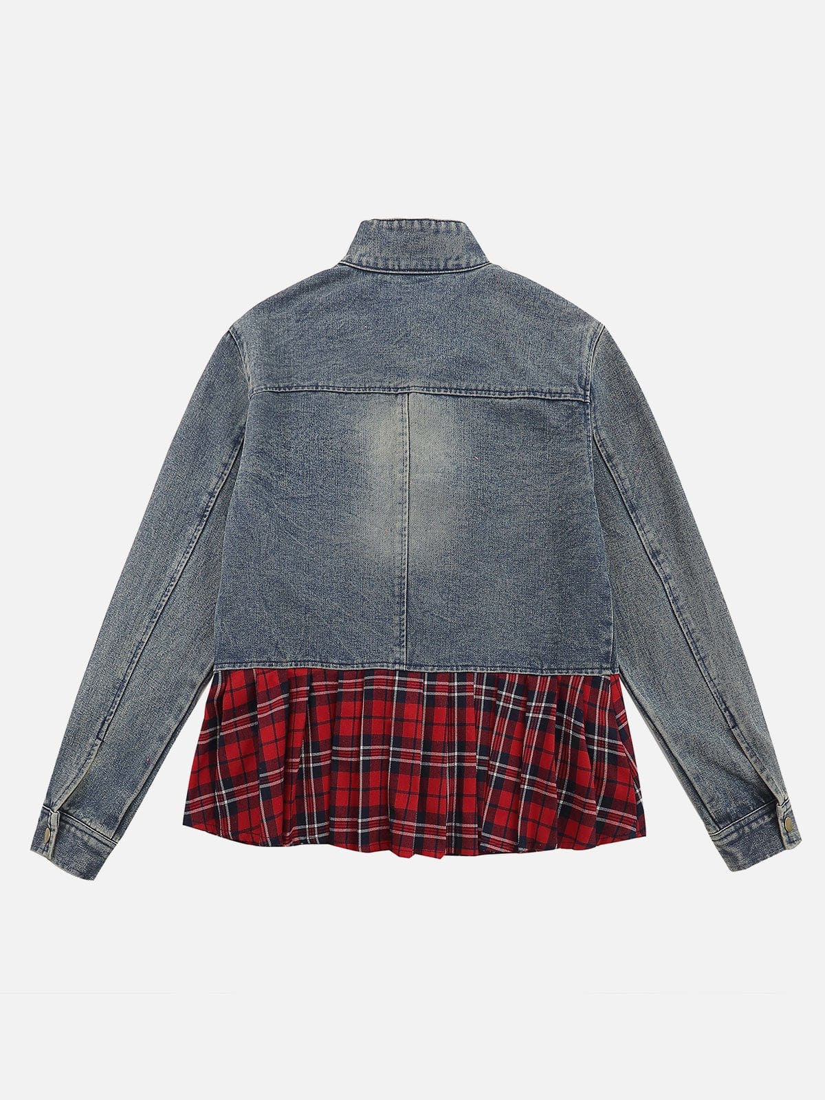 Aelfric Eden Plaid Wrinkle Patchwork Denim Jacket