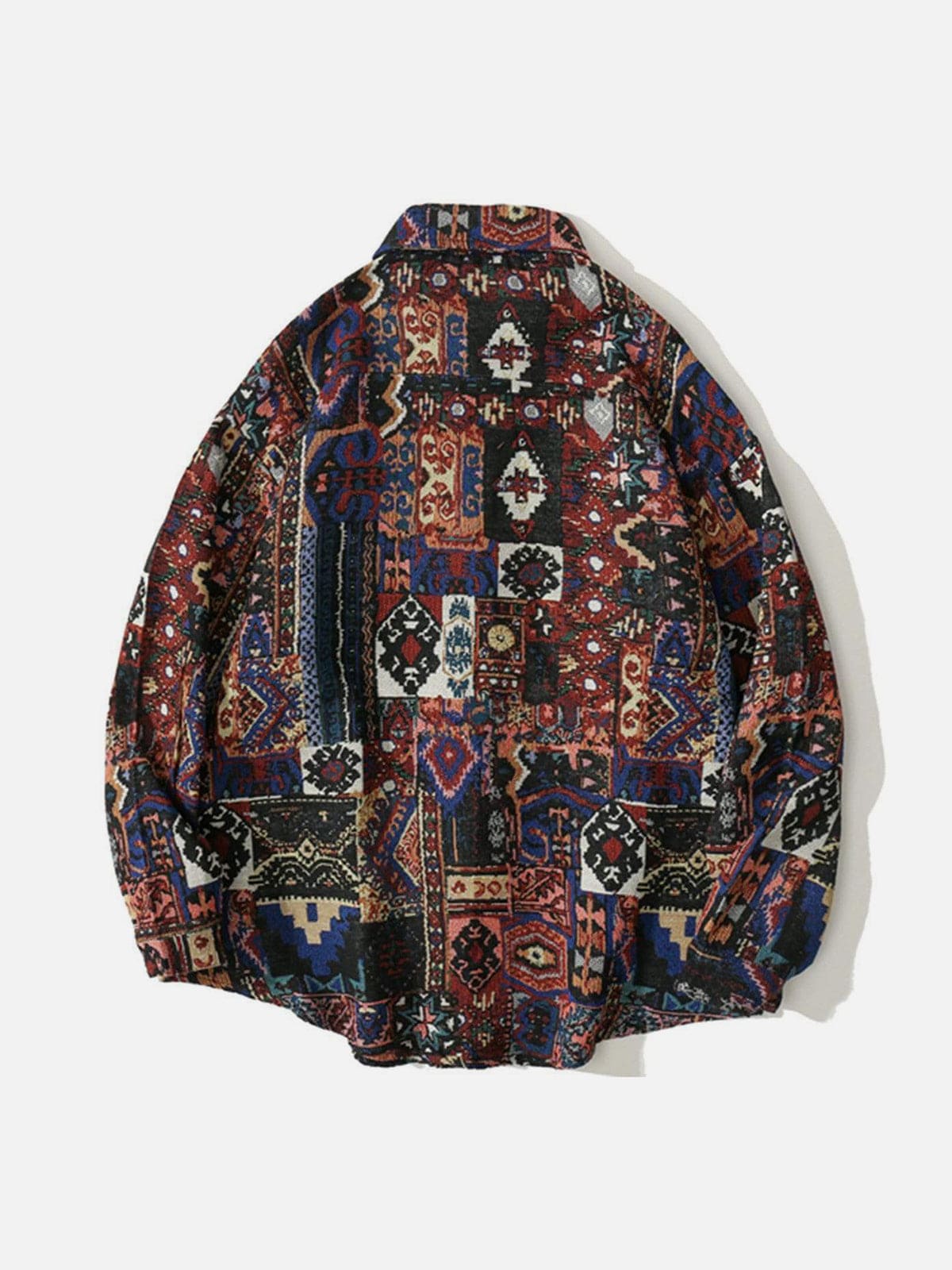 Vintage National Style Geometric Embroidery Long Sleeve Shirt