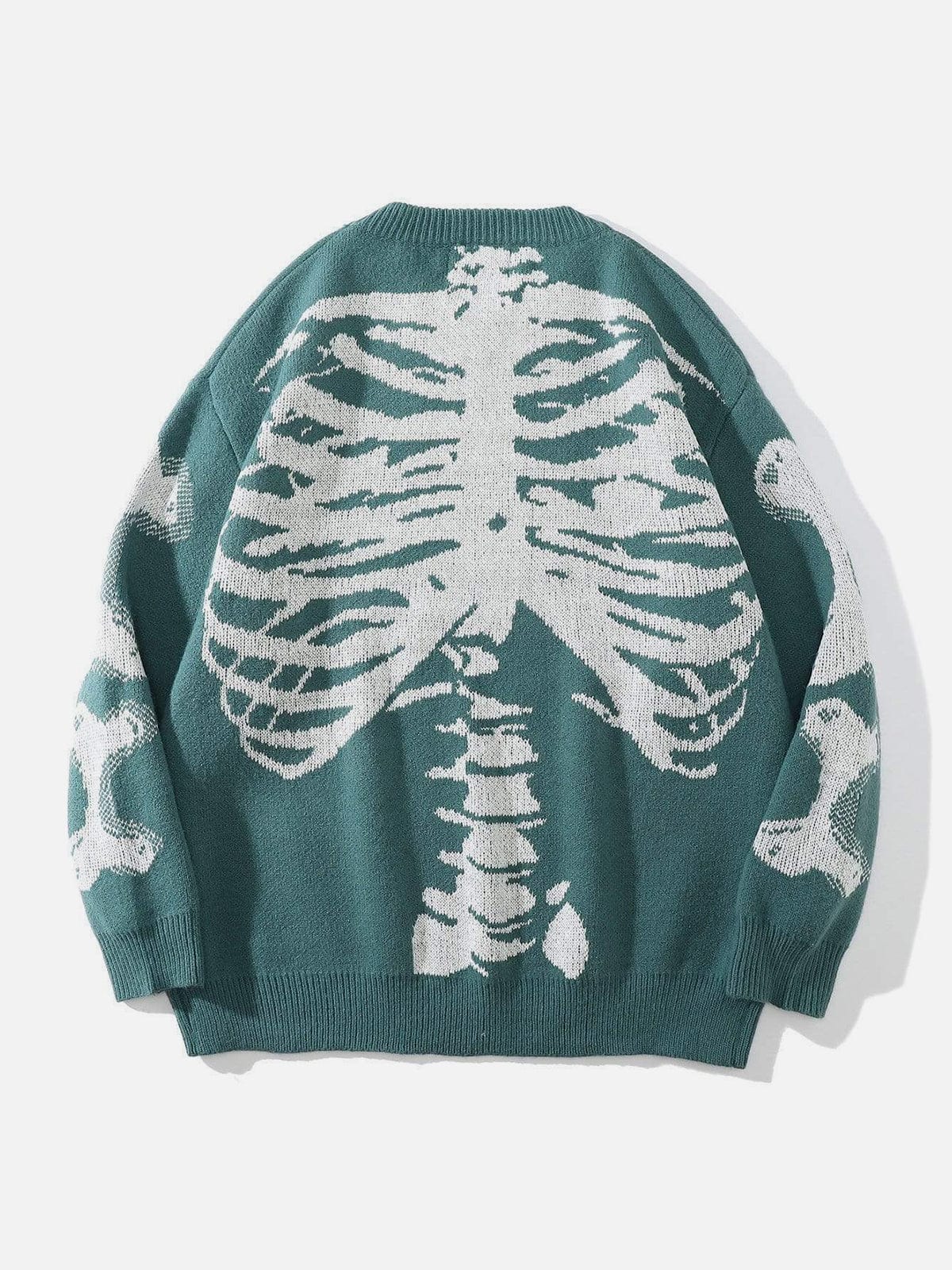 Vintage Skeleton Print Knit Sweater