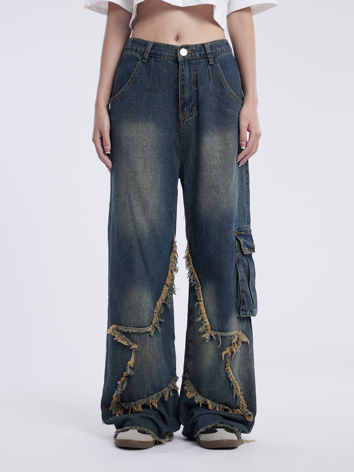 Basic Star Fringe Loose Jeans