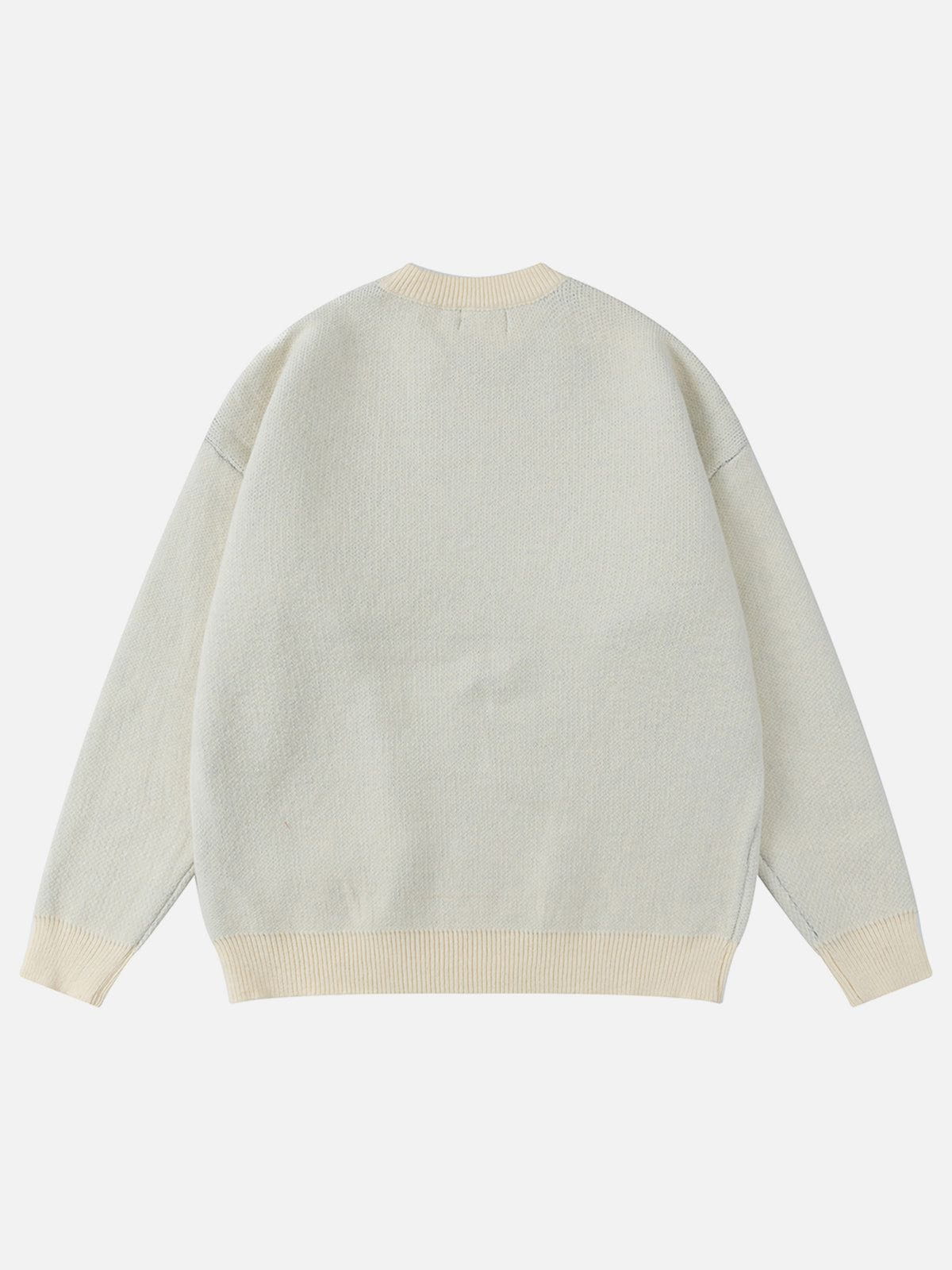 Fringe Letter Jacquard Sweater