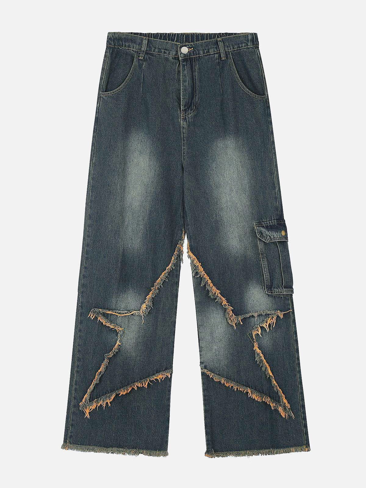 Basic Star Fringe Loose Jeans