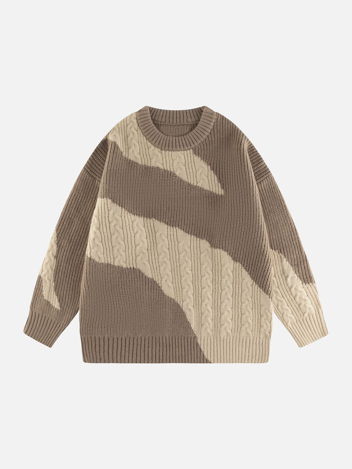 Contrast Irregular Design Knit Sweater