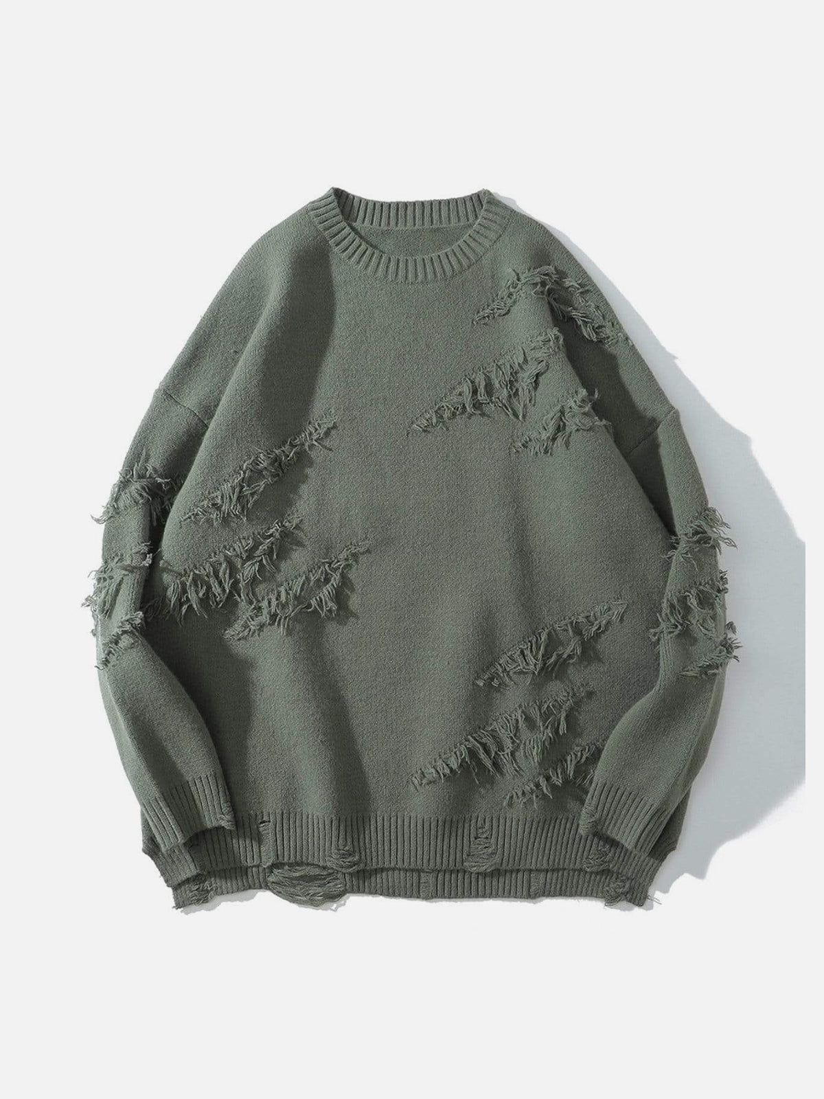 Rwoiut Fringed Design Sweater