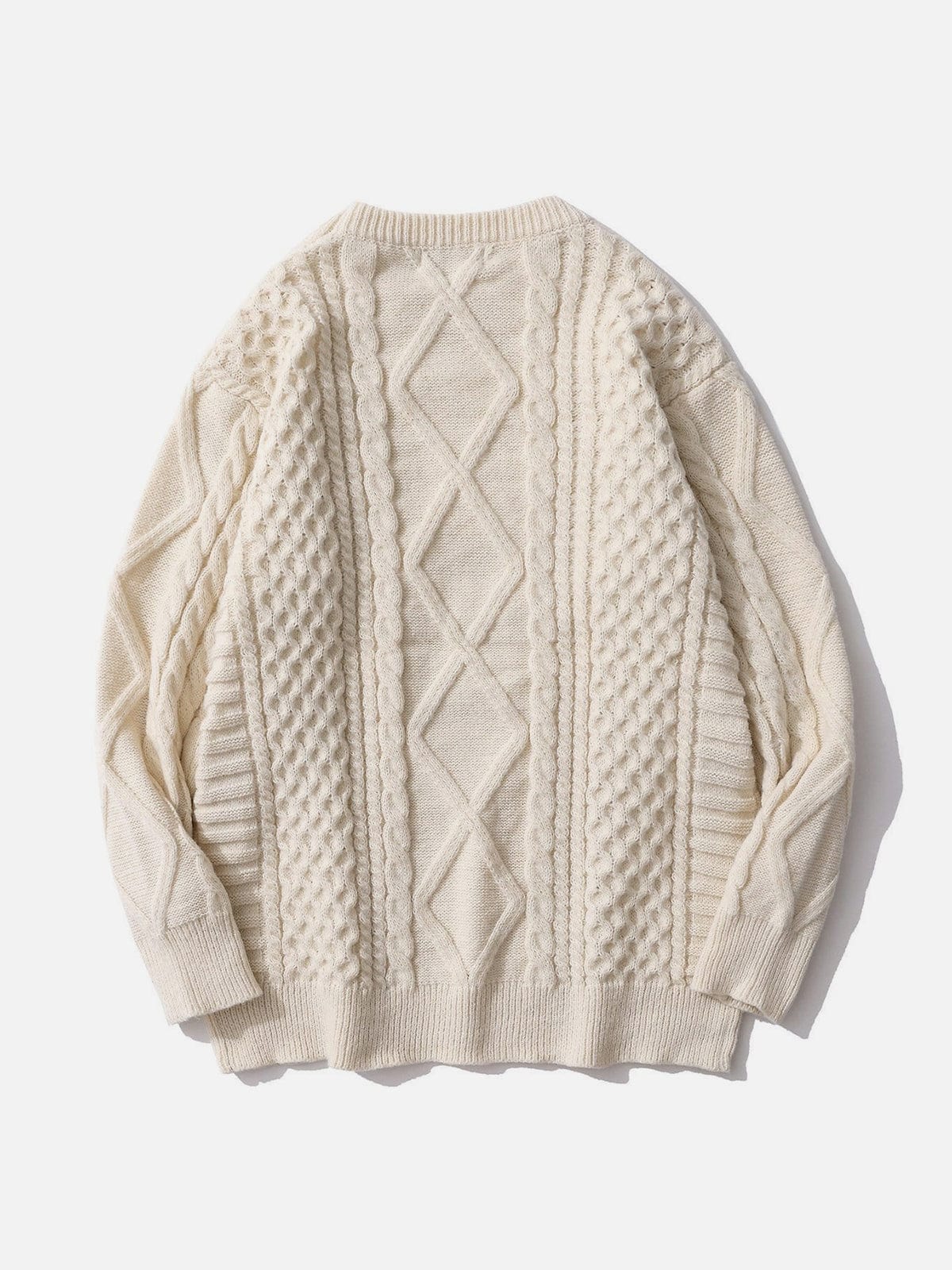 Solid Color Woven Pattern Knit Sweater