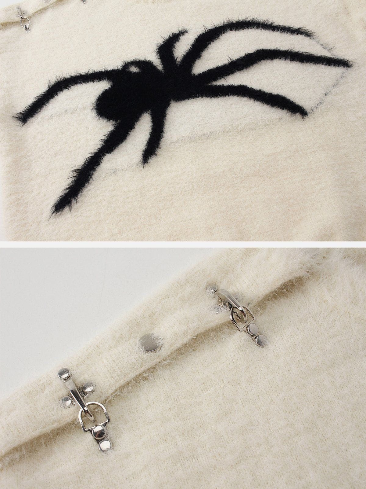Metal Buckle Spider Jacquard Sweater