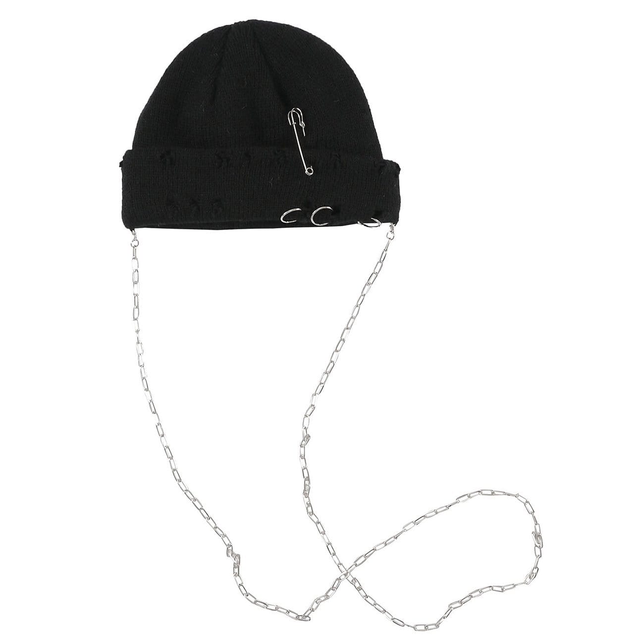 Vintage Ripped Hole Chain Knit Cap