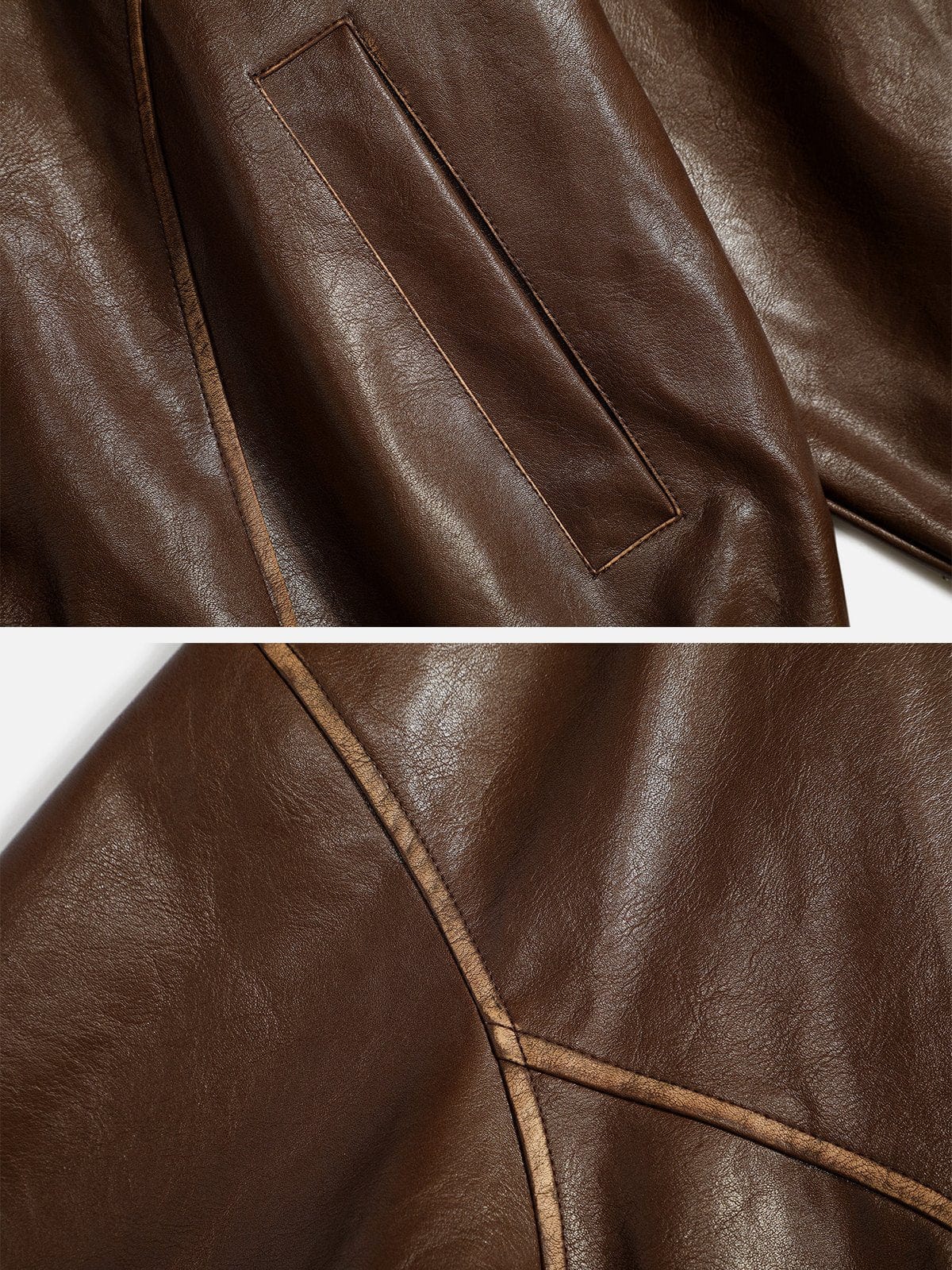 Line Patchwork Leather Jacket