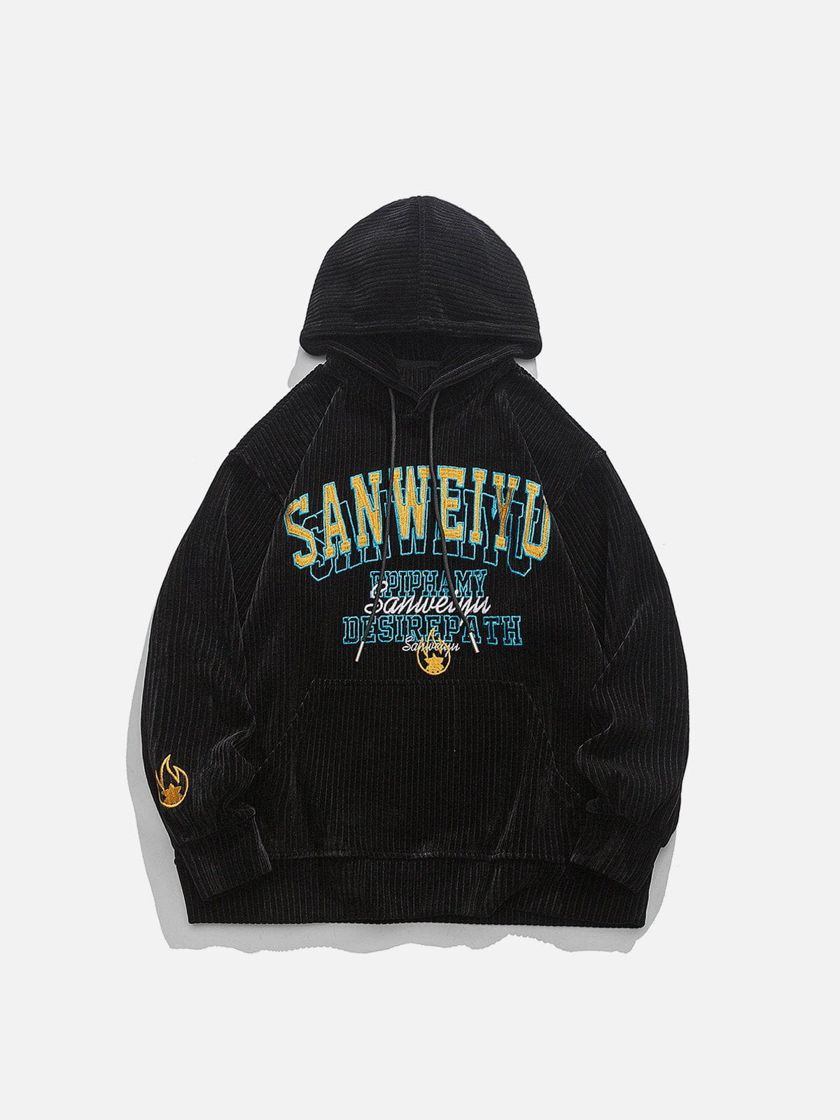 Embroidered Letters Corduroy Hoodie