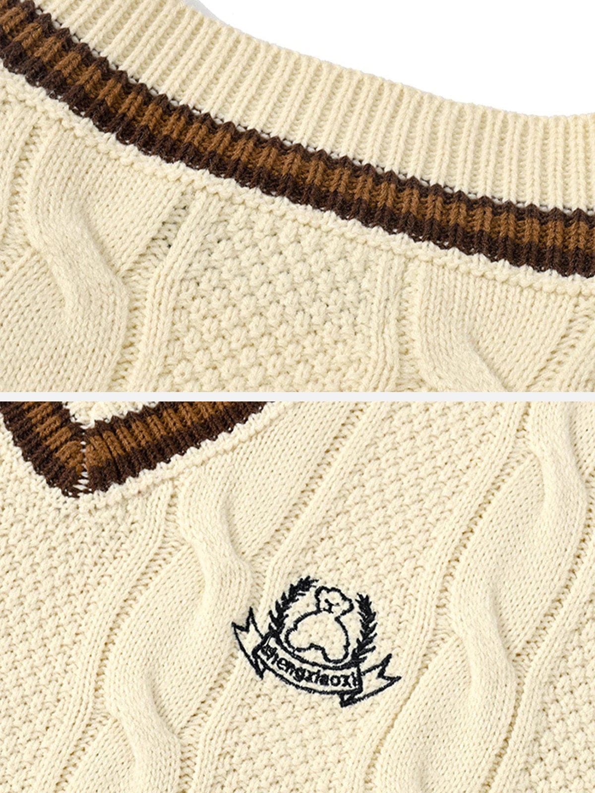 Bear Embroidered Knit Vest