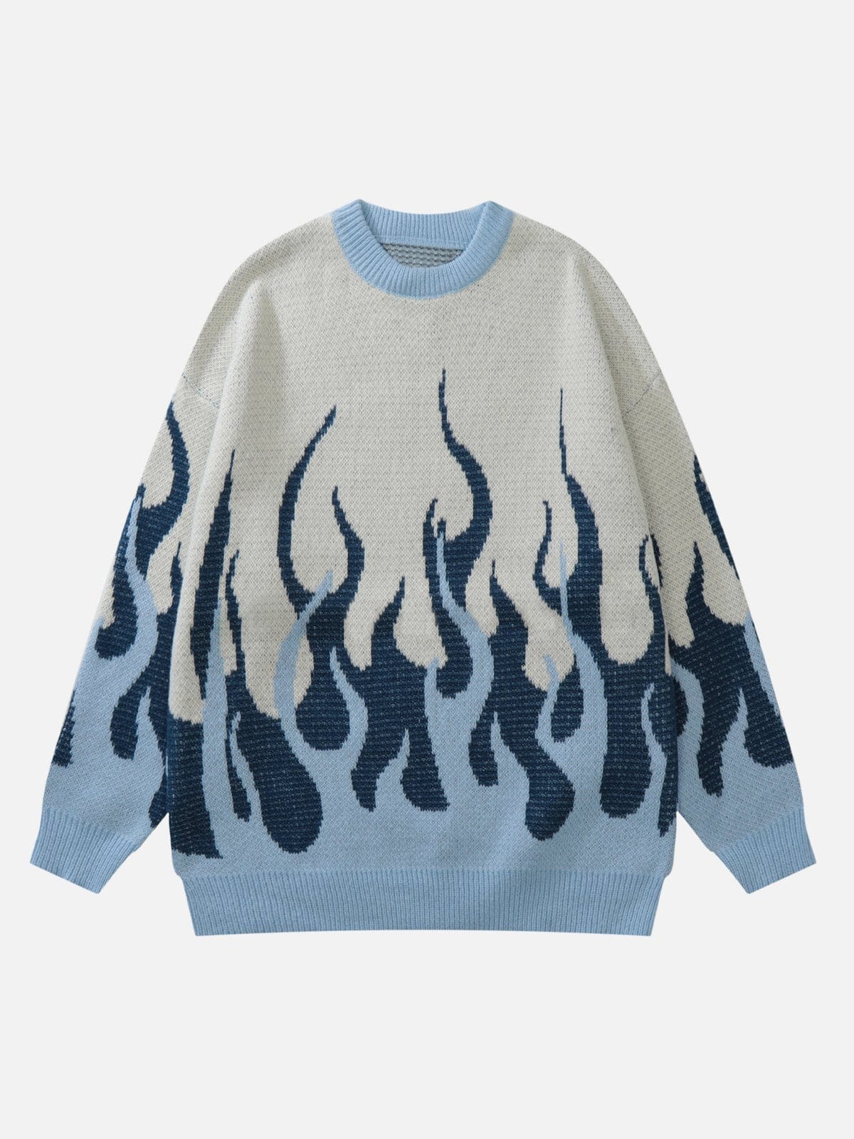 Flame Print Drop Shoulder Sweater