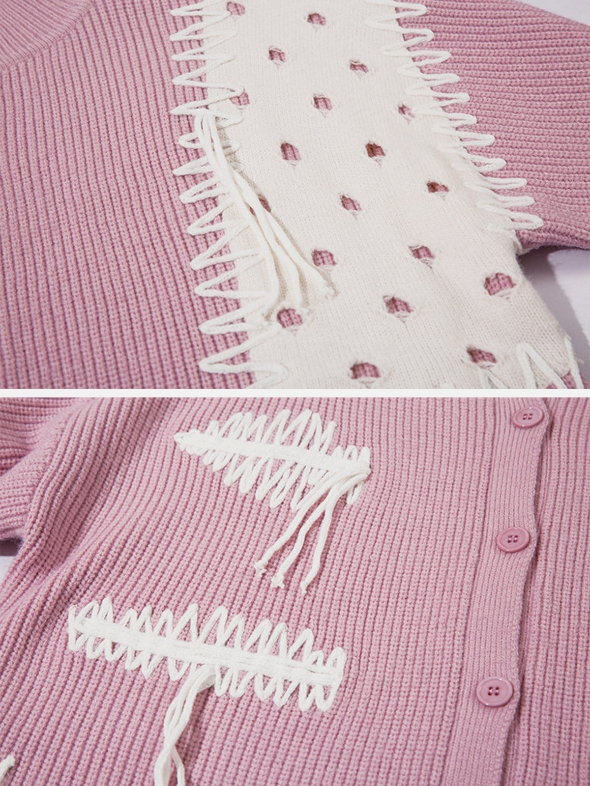 Crochet Applique Tassel Cardigan